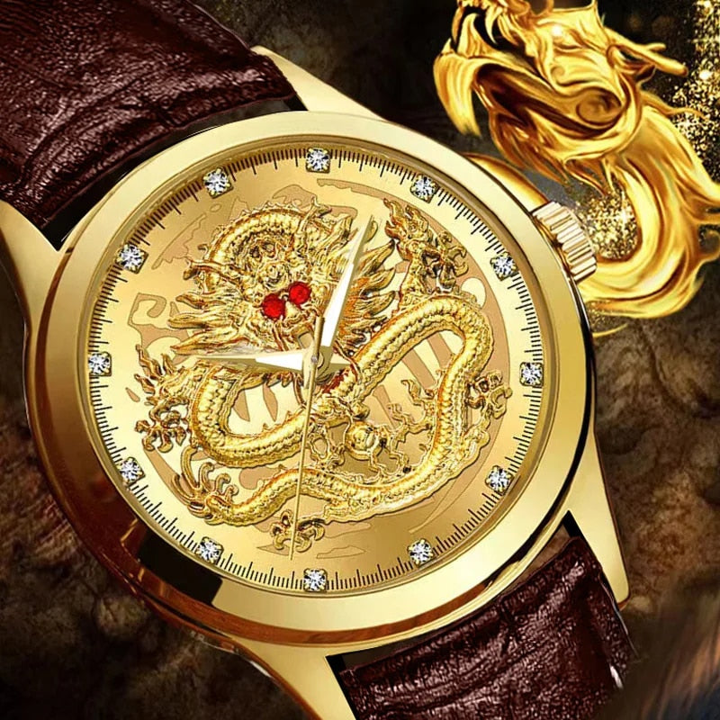 WOKAI Golden Dragon Chinese Style Watch