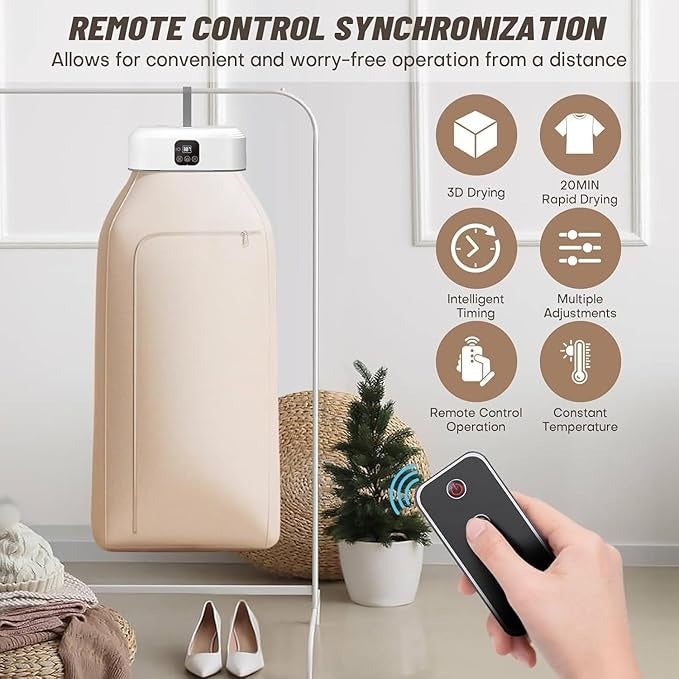 Portable Clothes Dryer, Small Dryer Machine with Remote Dryer & Bag