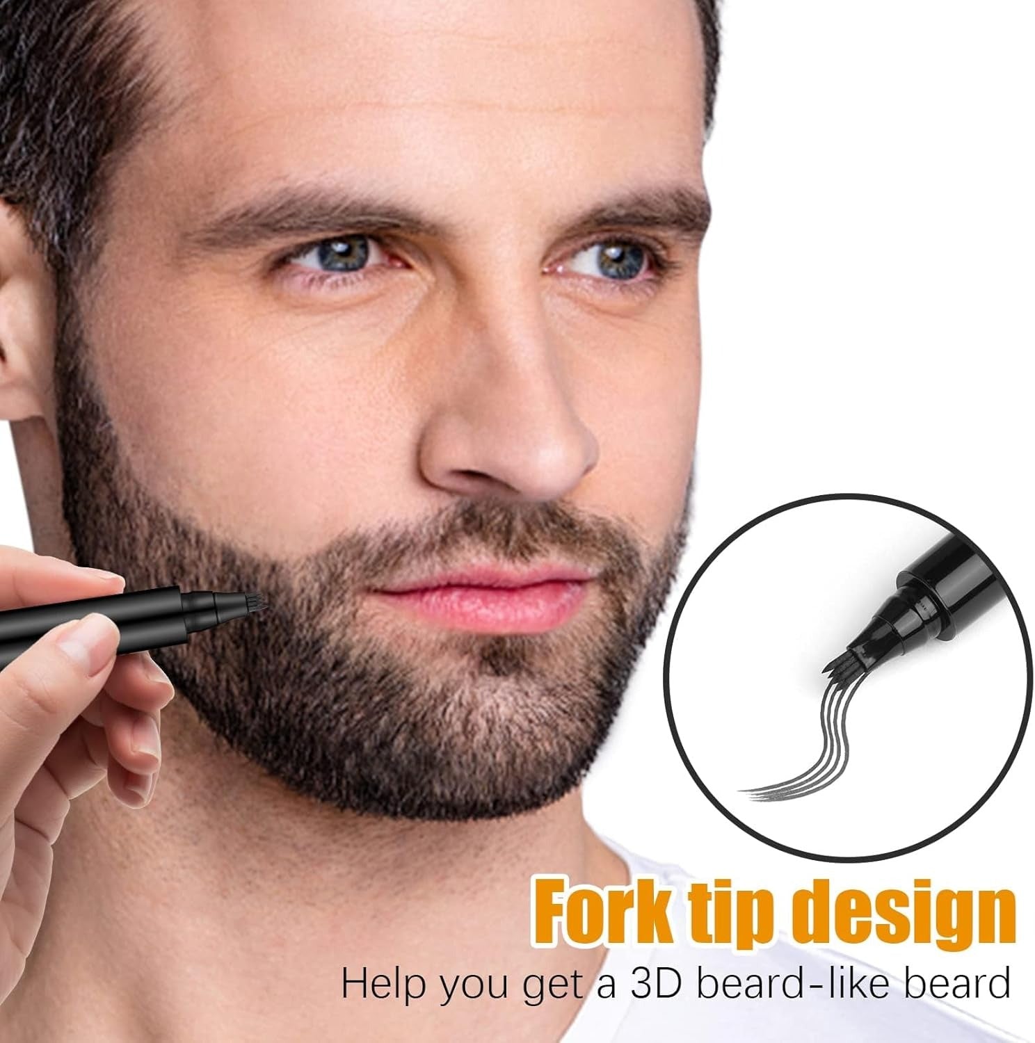 DMG Beard Pencil Filler For Men Black with Bristle Beard Brush